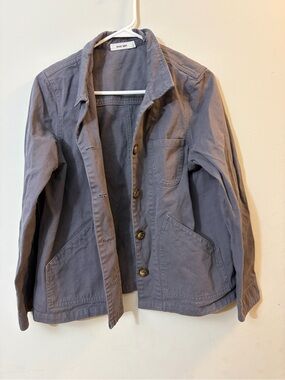 MOD REF Women Small Grey Cotton Canvas Utility Chore Jacket Button Front Pockets